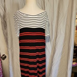 Striped Black and Red Women's Dress Calvin Klein